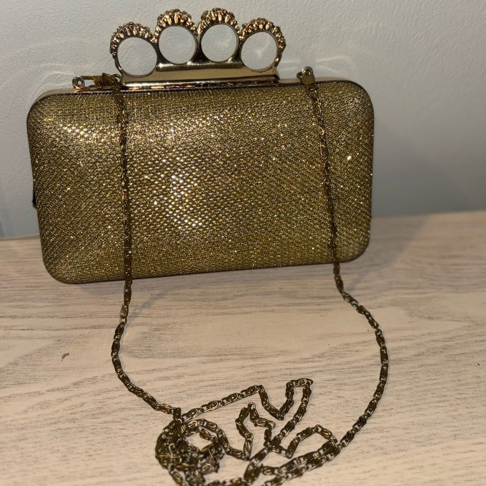 Gold shimmering Rhinestone Clutch